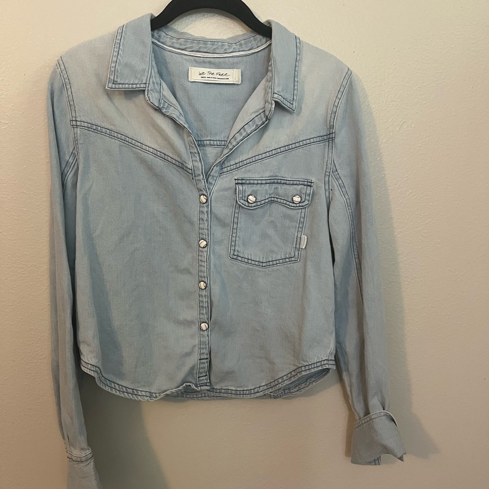 Cowgirl core free people marble snap shirt